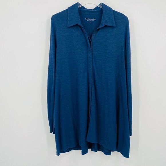 Soft Surroundings Size Small Blue Oversized Button Down Tallie Tunic Top - Picture 1 of 9